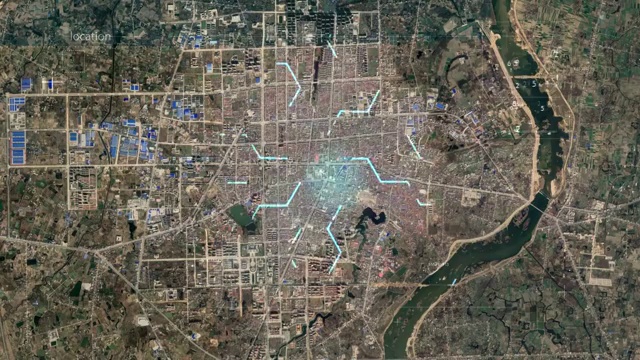 地图 地球俯冲定位 中国 河南 全球定位系统  航拍视角 影视频素材