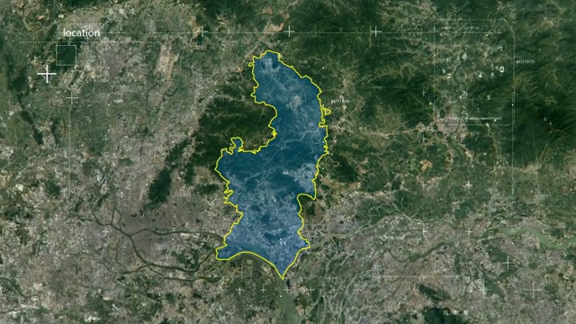 地图 地球俯冲定位 中国 广东 全球定位系统  航拍视角 影视频素材