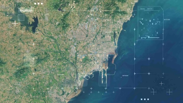 地图 地球俯冲定位 中国 山东 全球定位系统  航拍视角 影视频素材