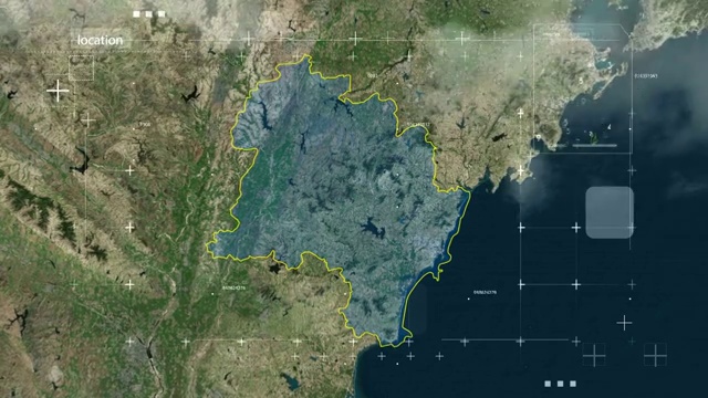 地图 地球俯冲定位 中国 山东 全球定位系统  航拍视角 影视频素材