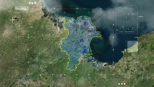 地图 地球俯冲定位 中国 山东 全球定位系统  航拍视角 影视频素材