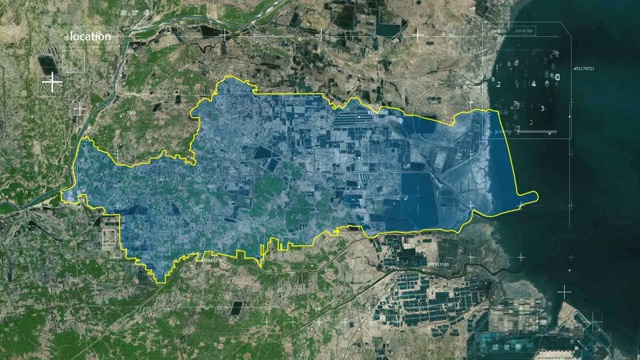 地图 地球俯冲定位 中国 山东 全球定位系统  航拍视角 影视频素材