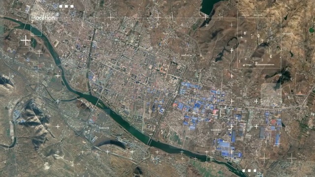 地图 地球俯冲定位 中国 山东 全球定位系统  航拍视角 影视频素材