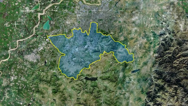 地图 地球俯冲定位 中国 山东 全球定位系统  航拍视角 影视频素材