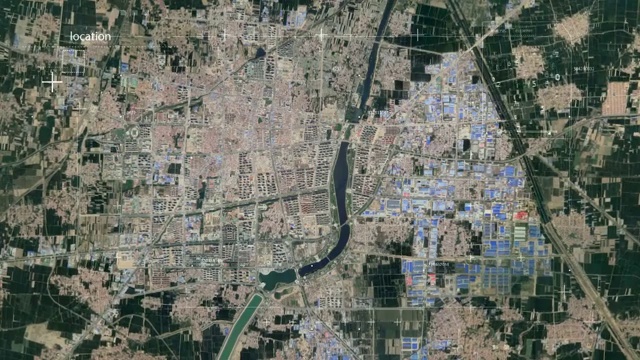 地图 地球俯冲定位 中国 山东 全球定位系统  航拍视角 影视频素材