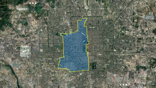 宇宙地球俯冲定位中国北京西城区视频素材