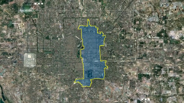 宇宙地球俯冲定位中国北京东城区视频素材