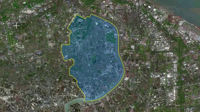 宇宙地球俯冲定位中国上海杨浦视频素材