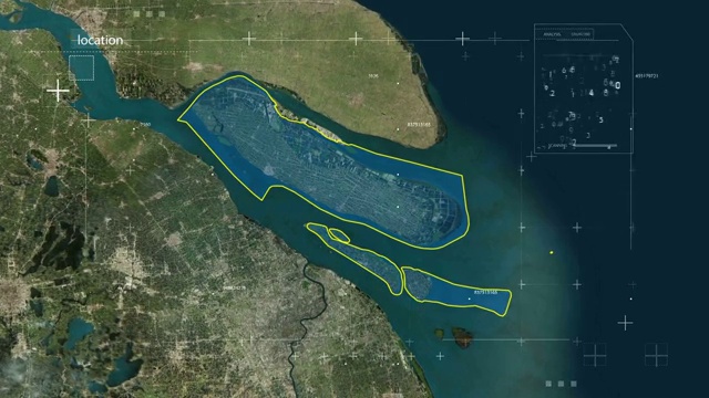 宇宙地球俯冲定位中国上海崇明视频素材