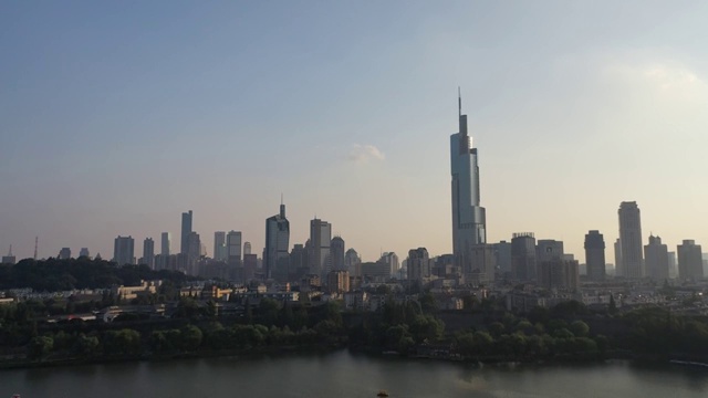 江苏南京城市天际线紫峰大厦航拍景观视频素材