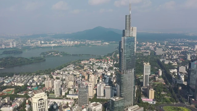 江苏南京城市天际线紫峰大厦航拍景观视频素材