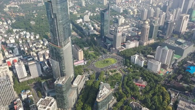 江苏南京城市天际线紫峰大厦航拍景观视频素材