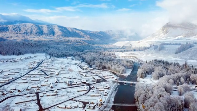 禾木村雪景视频素材