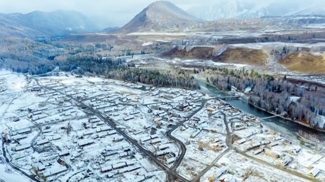 禾木村雪景视频素材