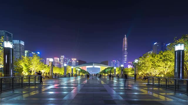 深圳市民中心中轴线延时夜景视频素材