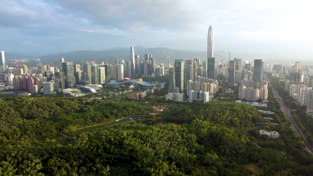 深圳福田CBD航拍城市天际线视频素材