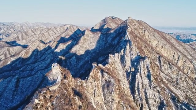 航拍北京箭扣长城雪景视频素材