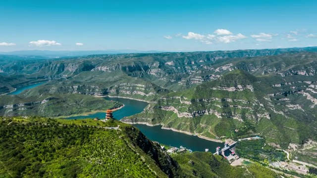 太原阳曲汾河二库国家水利风景区白天多云延时 汾河景区视频素材