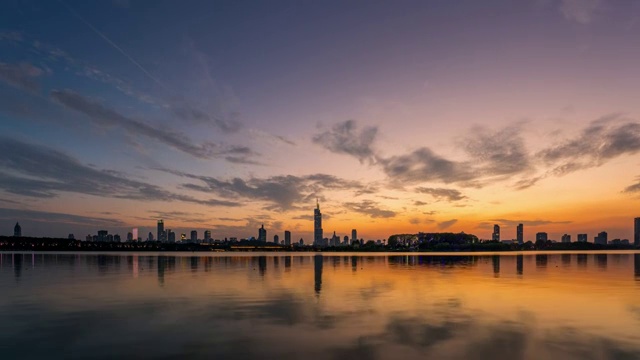 南京玄武湖日落夜景视频素材