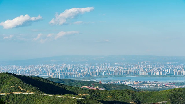 太原市晋阳湖全景白天多云延时视频素材