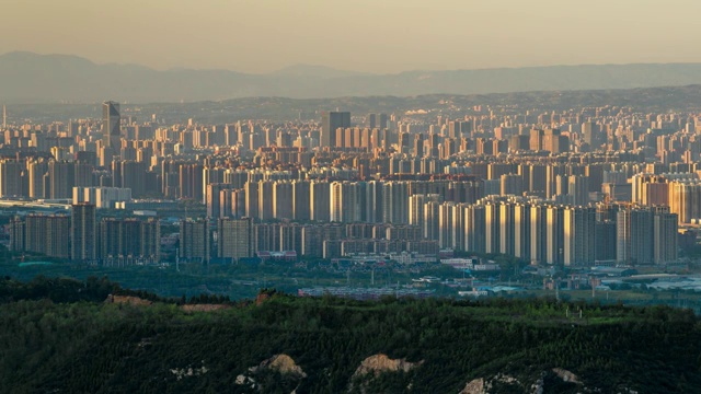 太原市全景日落夜景延时视频素材