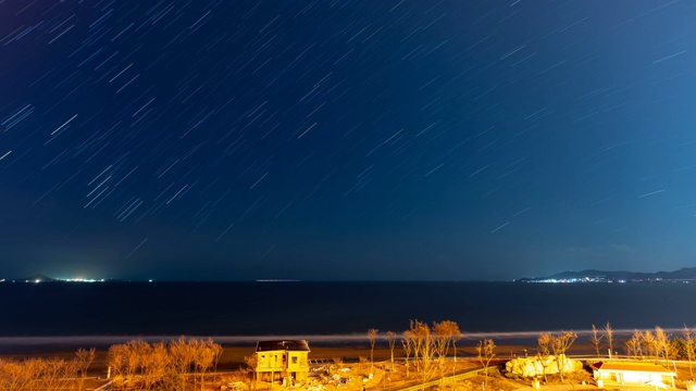 青岛海边星空8k延时视频素材