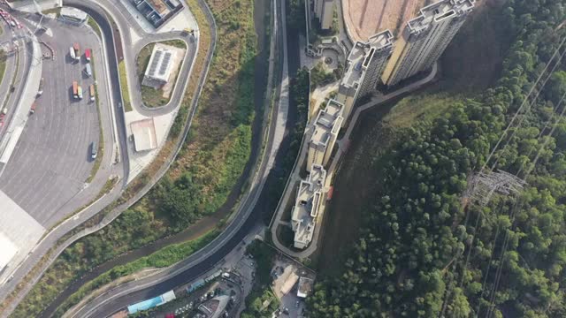 广东省深圳市罗湖区新建莲塘口岸航拍视频素材