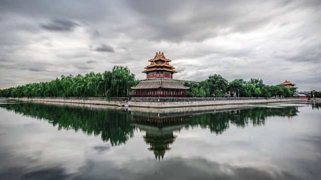 震撼大气的北京故宫角楼延时云视频素材