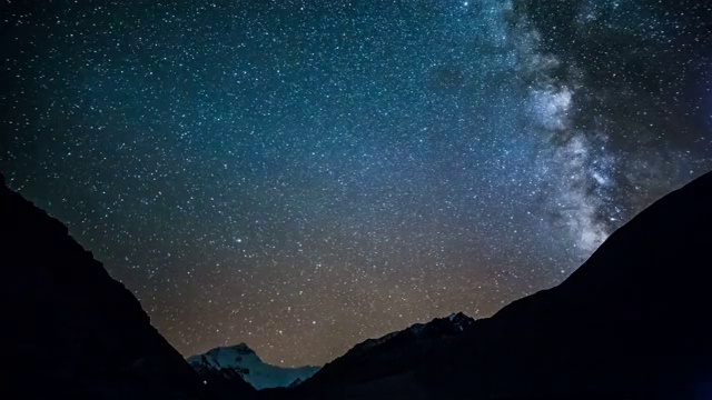 西藏日喀则地区珠峰银河夜景延时视频素材