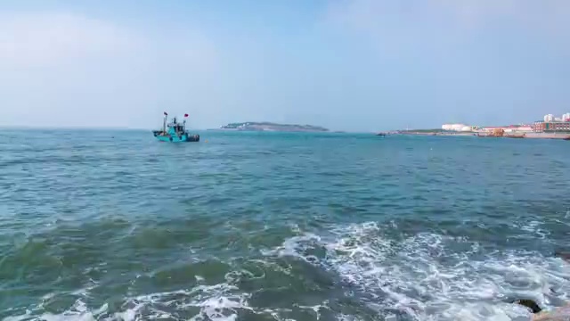 海浪渔船延时视频素材