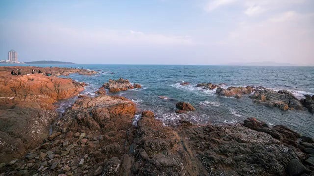 海边岩石海浪延时视频素材