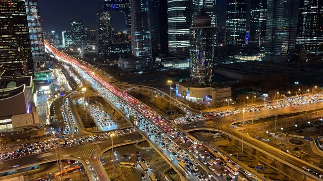 北京国贸cdb立交桥车流夜景延时视频素材