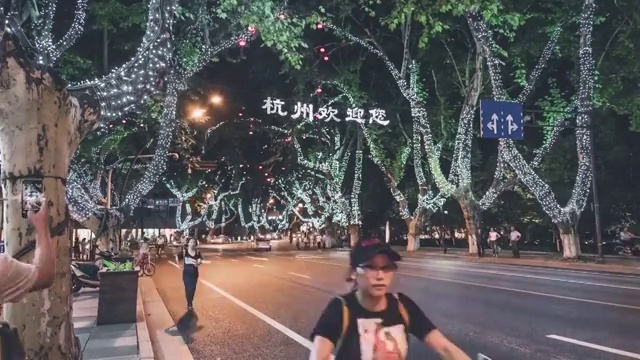 杭州西湖南山路夜景延时摄影视频素材