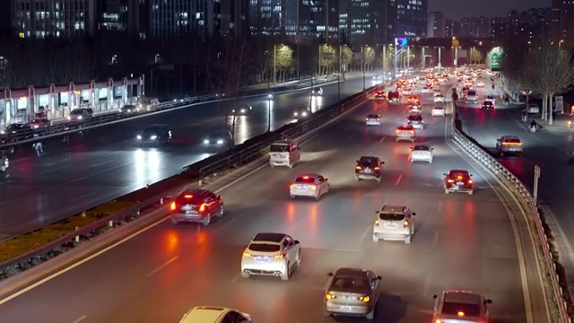 城市夜晚车流视频素材