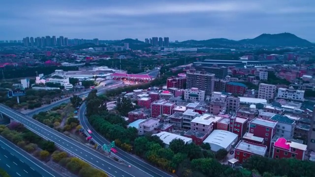 闽南晋江城市风光晋江夜景航拍晋江延时摄影经济发达视频素材