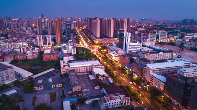 闽南晋江城市风光晋江夜景航拍晋江延时摄影经济发达视频素材