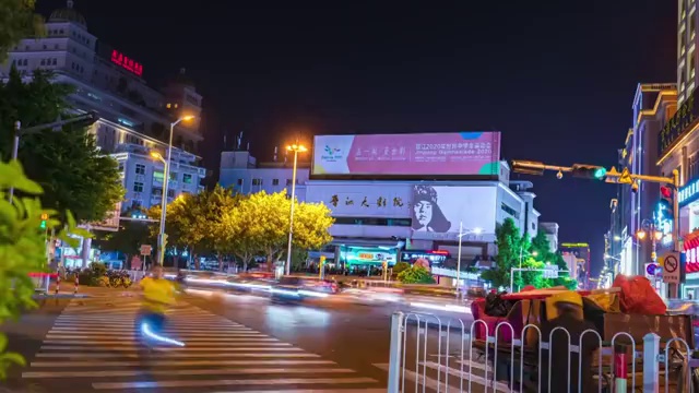 闽南晋江城市风光晋江夜景航拍晋江延时摄影五店市夜景大剧院视频素材