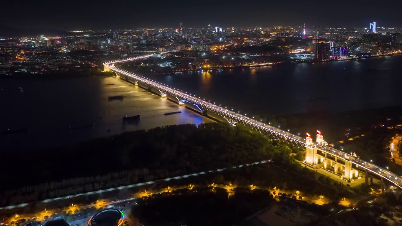 南京长江大桥夜景视频素材