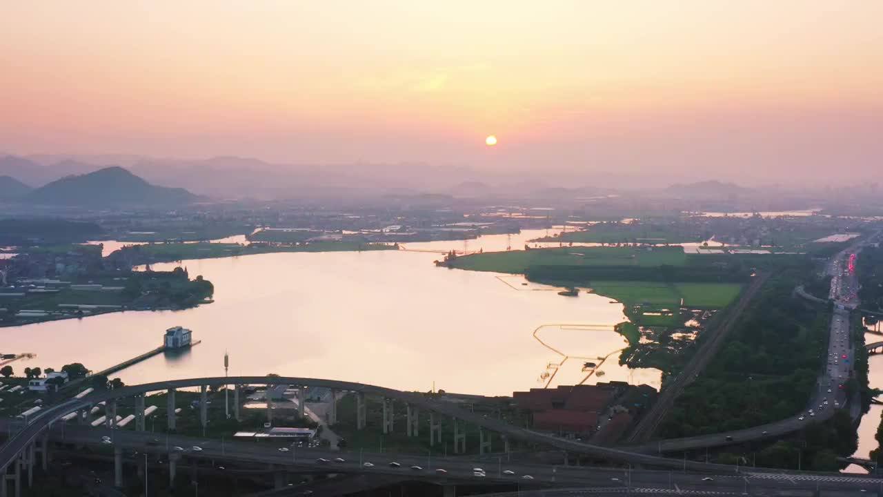 航拍绍兴青甸湖视频素材