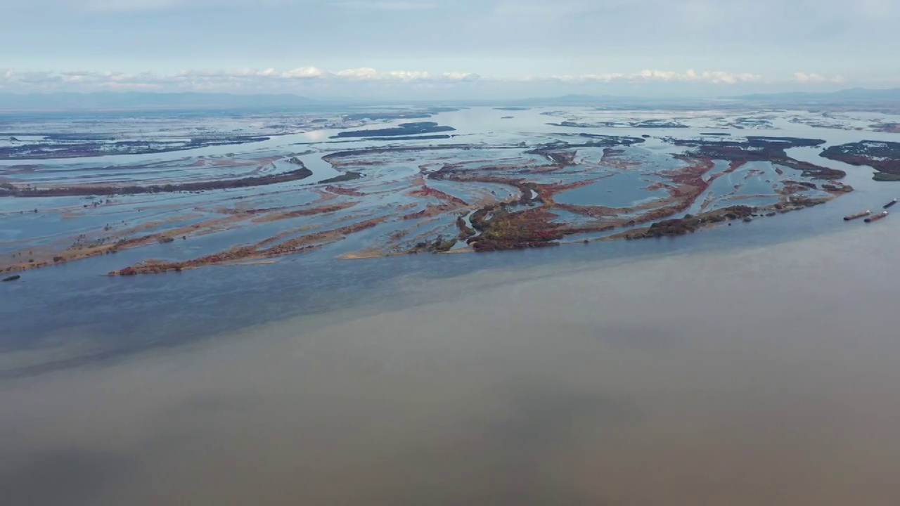 航拍黑龙江省同江市三江口景观视频素材