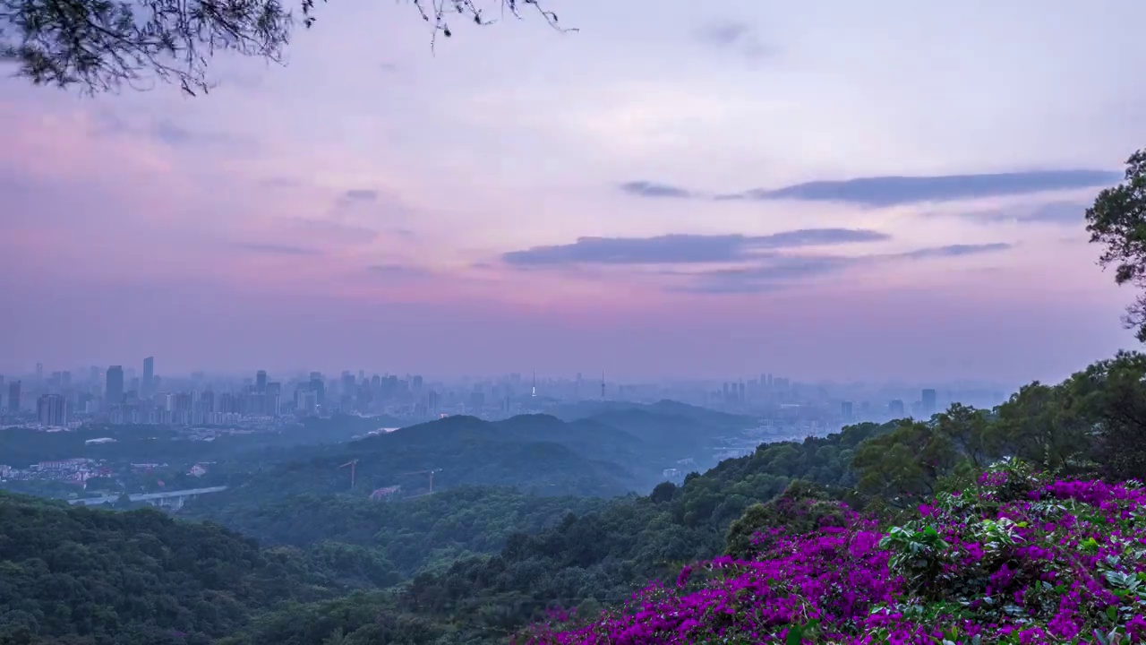 中国广州白云山夕阳晚霞延时摄影视频素材