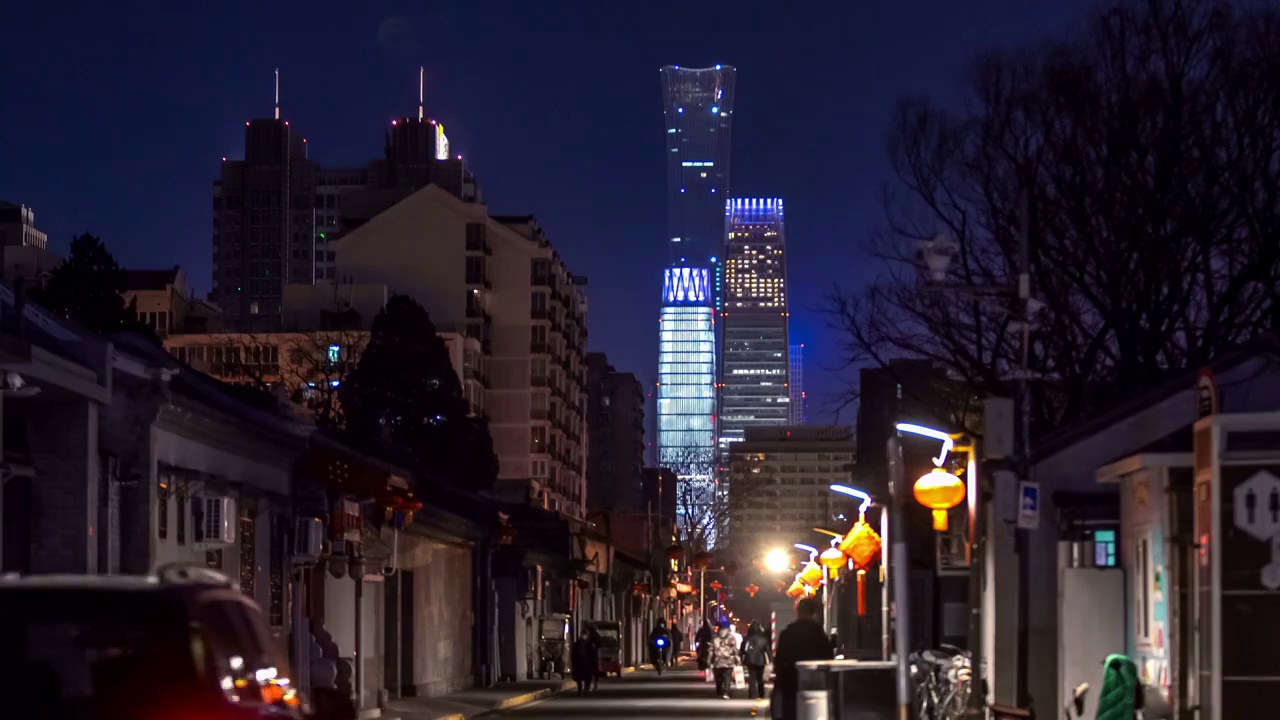 北京胡同夜景视频素材