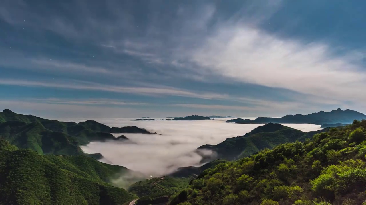 北京房山蒲洼月光云海银河延时视频视频素材