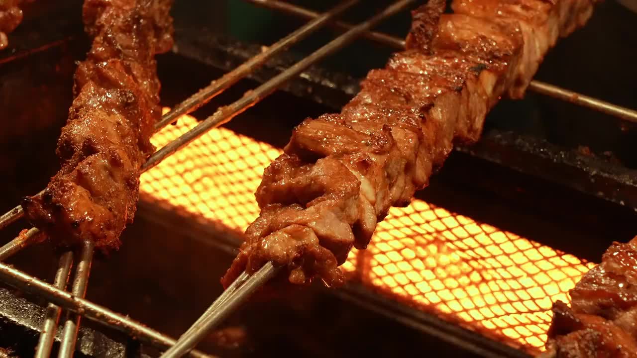 夜市小吃烤羊肉视频素材