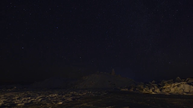 兴凯湖三九严寒冬夜的星空视频素材