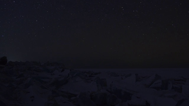 兴凯湖冬夜的星空视频素材