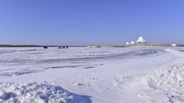 中汽联兴凯湖冰雪接力赛视频素材