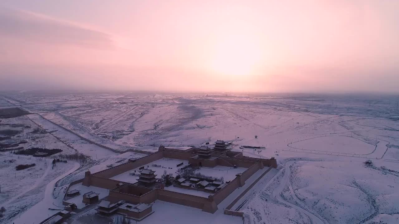 甘肃嘉峪关长城雪景视频素材