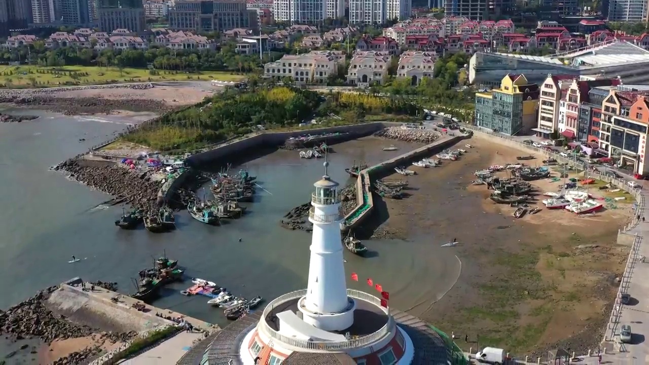 航拍青岛小港角景点视频下载