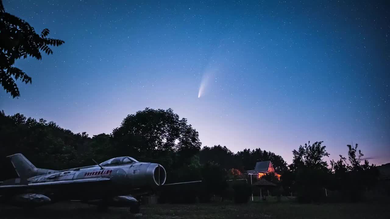 4K，哈尔滨，战斗机，新智彗星，星空，延时摄影视频素材